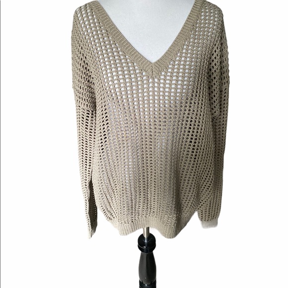VINCE tan open-weave cotton sweater size XS - Picture 5 of 9
